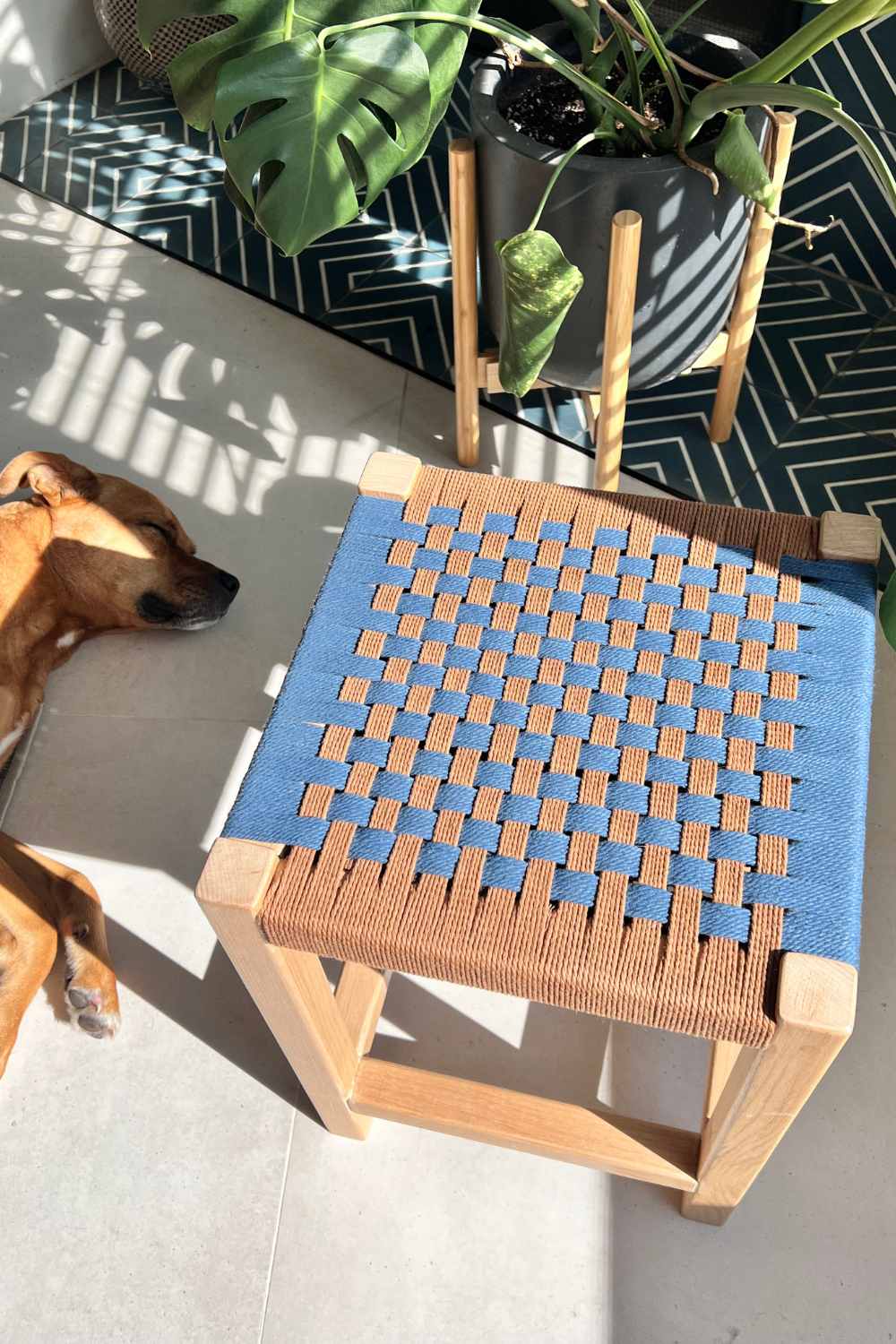 Woven Rope Stool in Blue + Brown | Handwoven & Purposeful | Default ...
