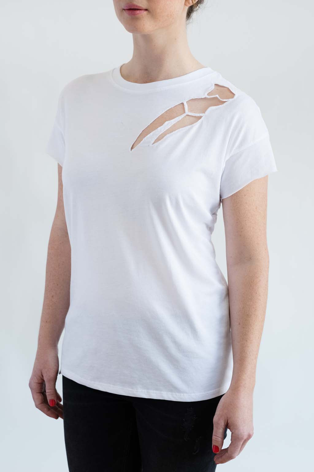 cap sleeve crew neck tshirt