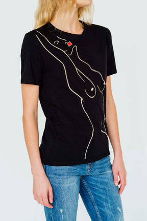 side view Paloma Tee in Black